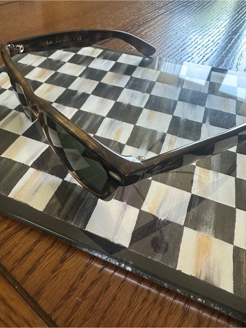 Ray-Ban Men's Wayfarer Sunglasses — Tortoise Frame, Green Lenses